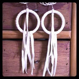 Leather hoop earrings